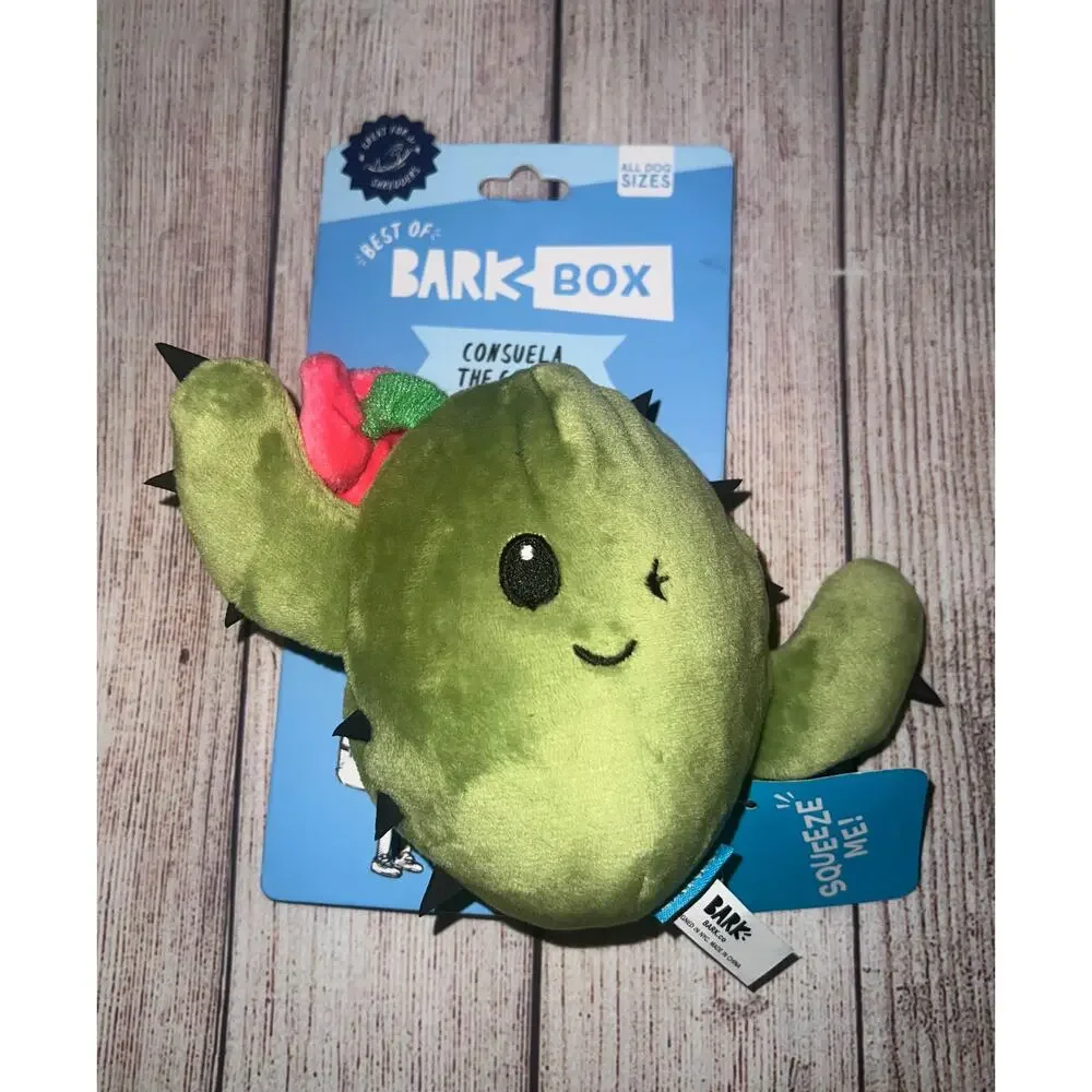 Bark Box Consuela The Cactus Pink Flower Green Plush Rip Reveal All Size Toy NWT